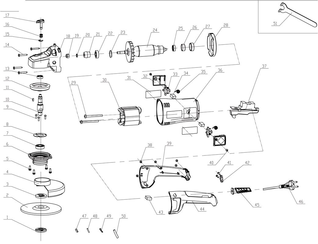 Инструмент [УШМ-150-1400 М3] - разборная схема